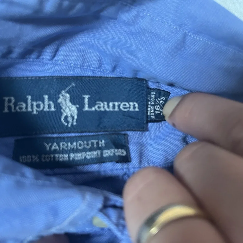 RALPH LAUREN YARMOUTH 100% COTTON  BUTTON DOWN BLUE SHIRT OXFORD COLLAR - Picture 8 of 15